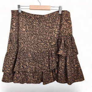Ted‎ Baker Animal Print Tiered Mini Skirt Womens Size 4 Brown Cheetah Chiffon